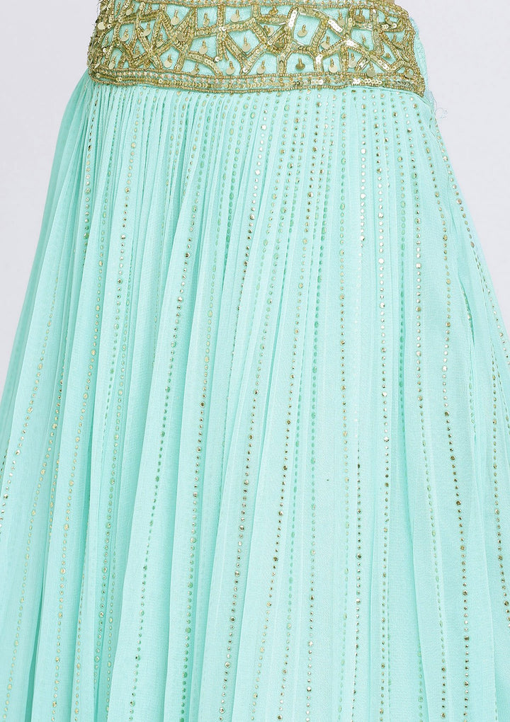 Sky Blue Cutdana Georgette Designer Lehenga-Koskii