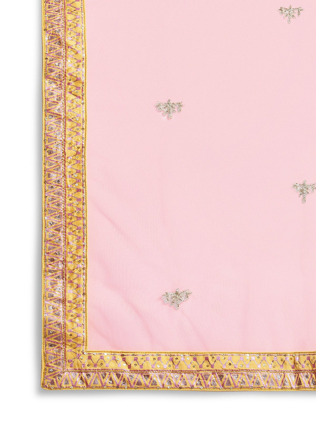 Yellow Sequinned Raw Silk Designer Lehenga-Koskii