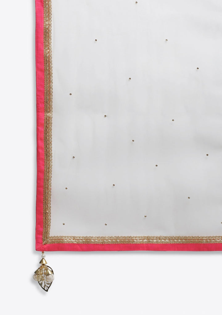 Cream Cutdana Net Designer Lehenga-Koskii