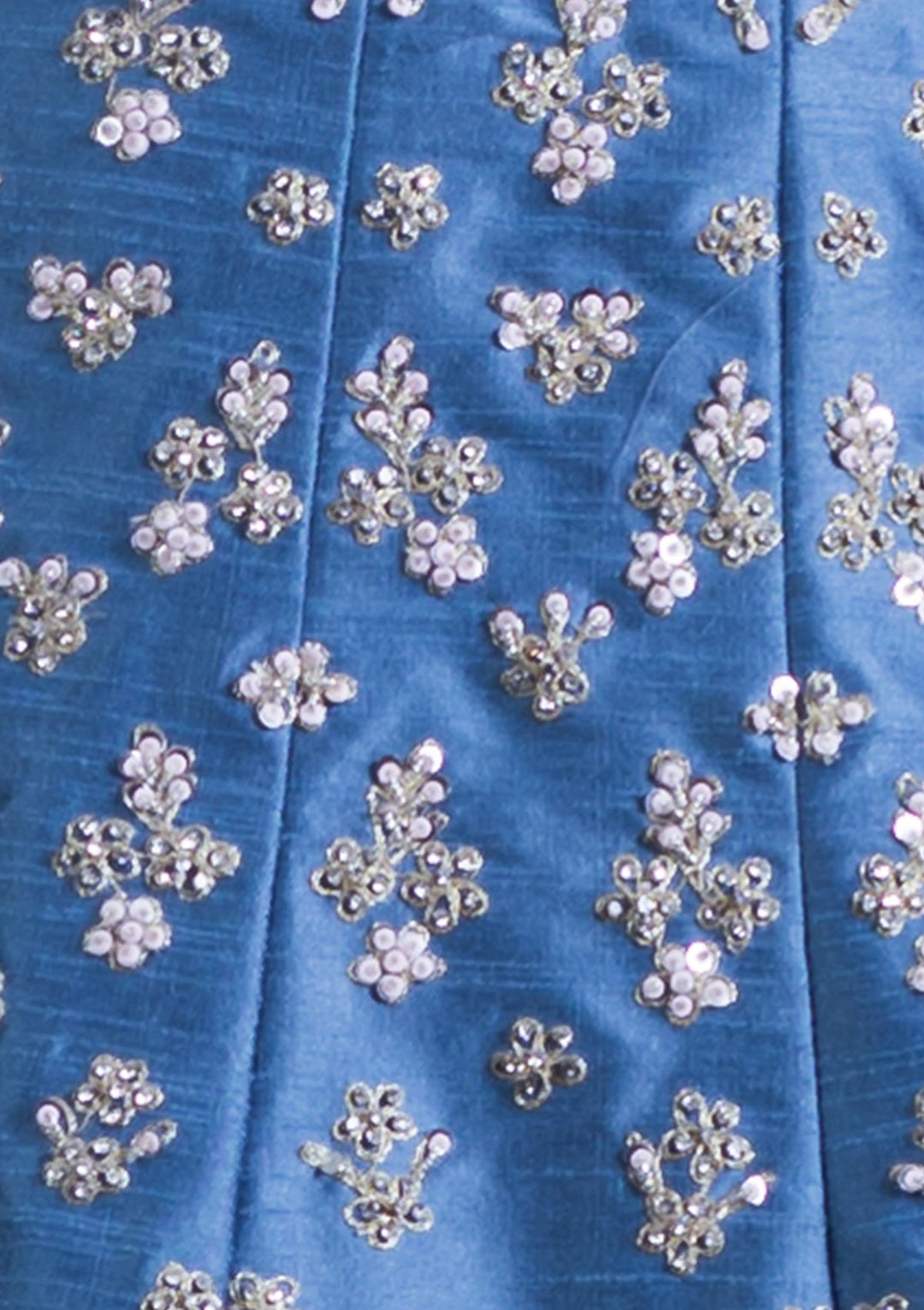 Blue Embellished Silk Designer Lehenga-Koskii