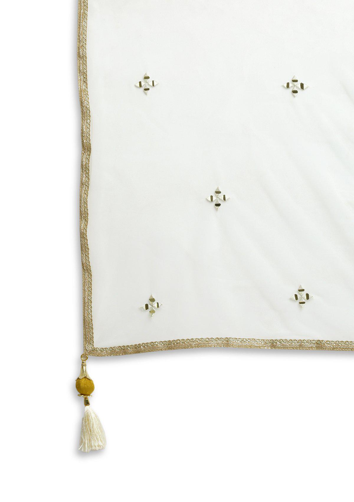 Mustard and Cream Zardozi Chanderi Designer Lehenga-Koskii