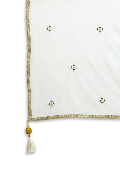 Mustard and Cream Zardozi Chanderi Designer Lehenga-Koskii