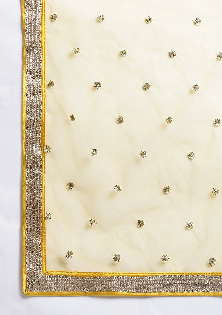 Yellow Gota Patti Net Designer Lehenga-Koskii