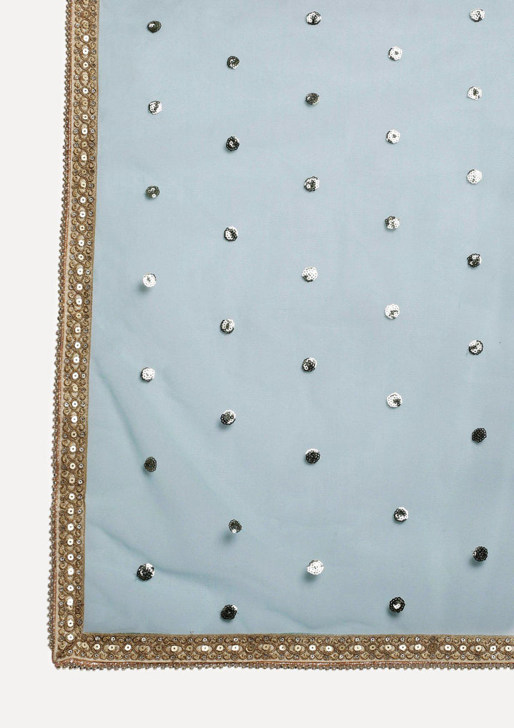 Sea Green Threadwork Chiffon Designer Lehenga-Koskii