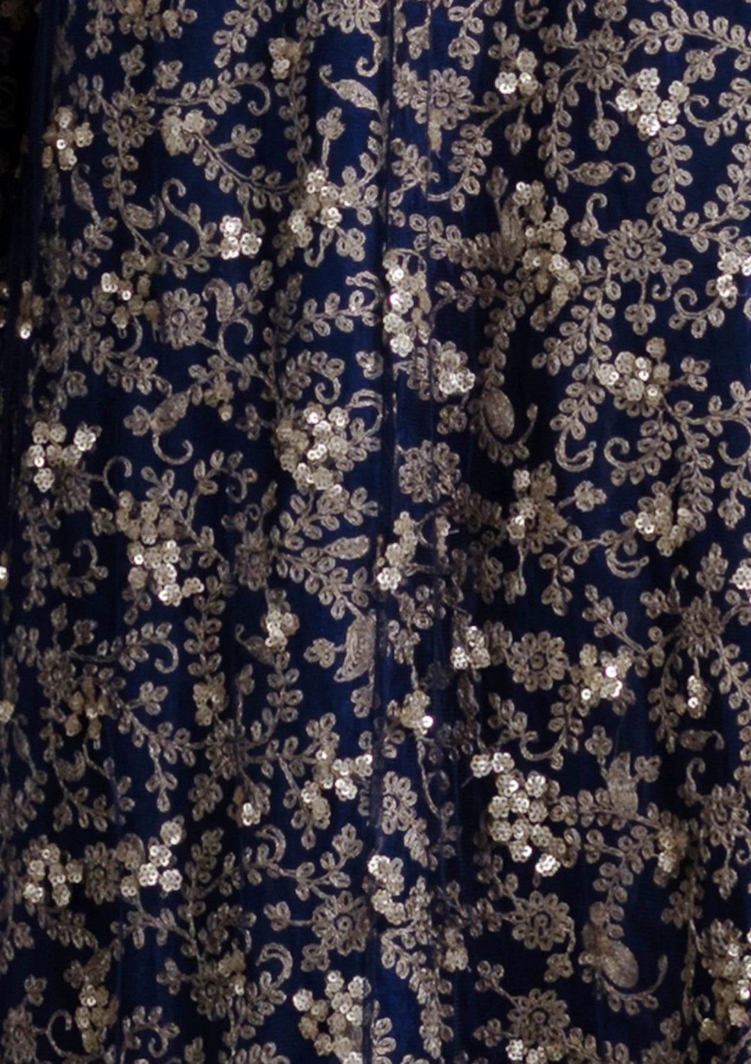 Navy Blue Embellished Net Designer Lehenga-Koskii