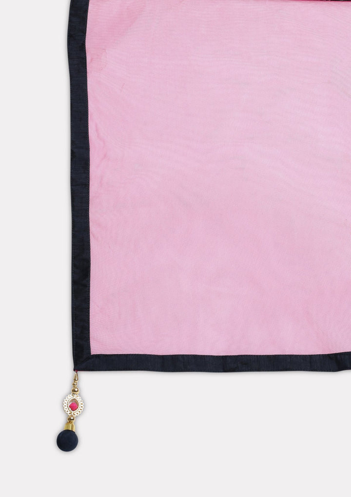 Navy Blue and Fuschia Cutdana Rawsilk Designer Lehenga-Koskii