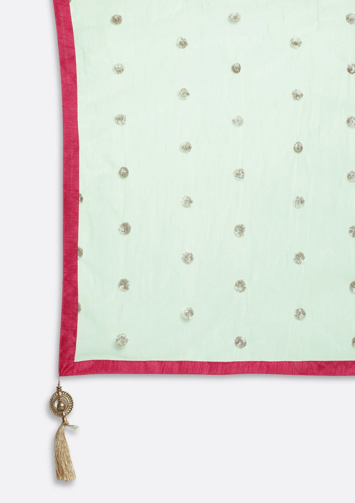 Pista Green Zariwork Rawsilk Designer Lehenga-Koskii