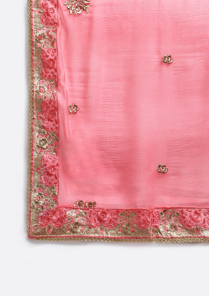 Pink Zari Work Chanderi Designer Salwar Suit-Koskii