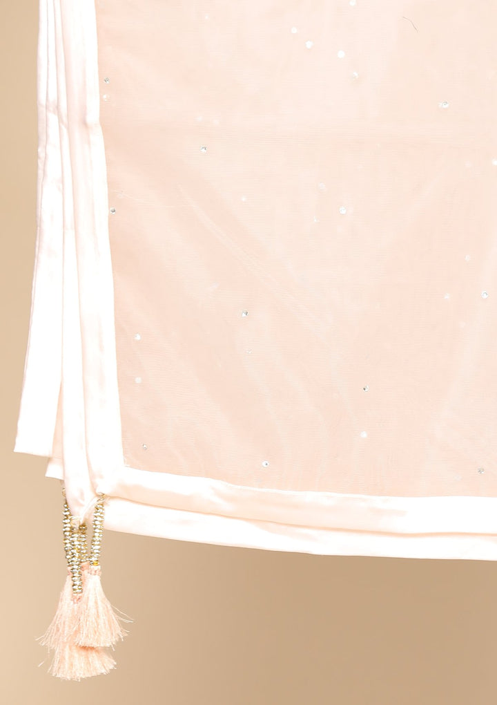 Pink Pearl Embellished Satin Designer Lehenga-Koskii
