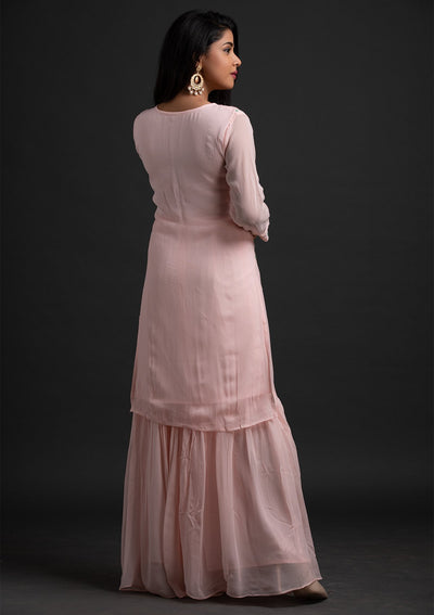 Baby Pink Sequins Georgette Designer Salwar Suit - koskii