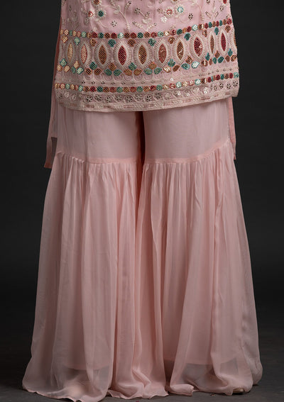 Baby Pink Sequins Georgette Designer Salwar Suit - koskii