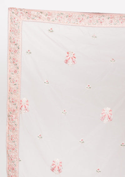 Baby Pink Threadwork Net Designer Semi-Stitched Lehenga - koskii