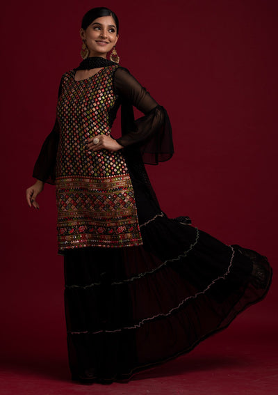 Black Sequins Georgette Designer Salwar Suit - koskii