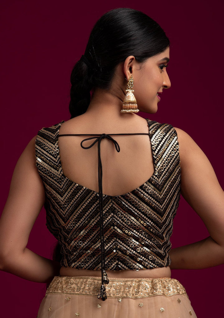 Black Sequins Net Designer Blouse - koskii