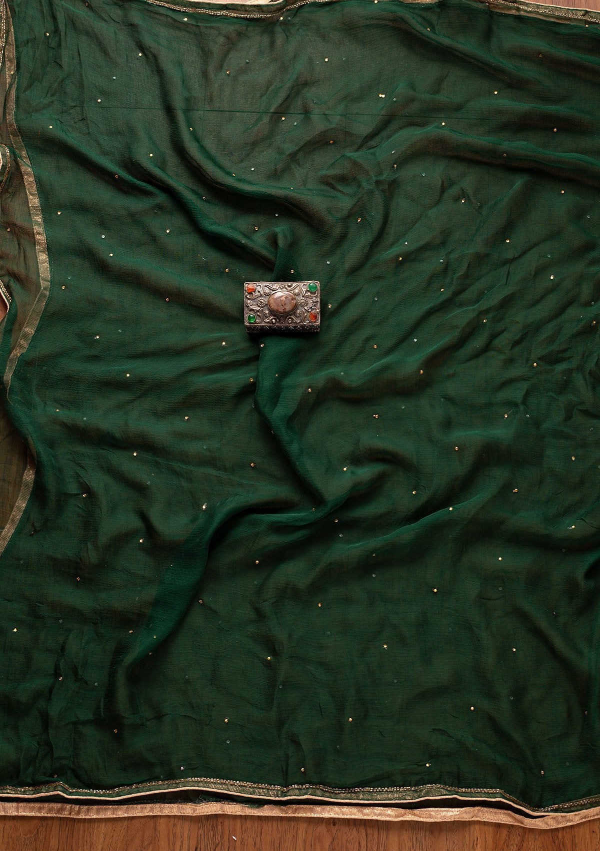 Bottle Green Chikankari Georgette Designer Unstitched Salwar Suit - koskii