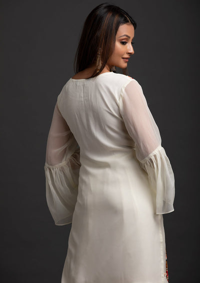 Cream Sequins Georgette Designer Salwar Suit - koskii