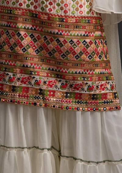 Cream Sequins Georgette Designer Salwar Suit - koskii