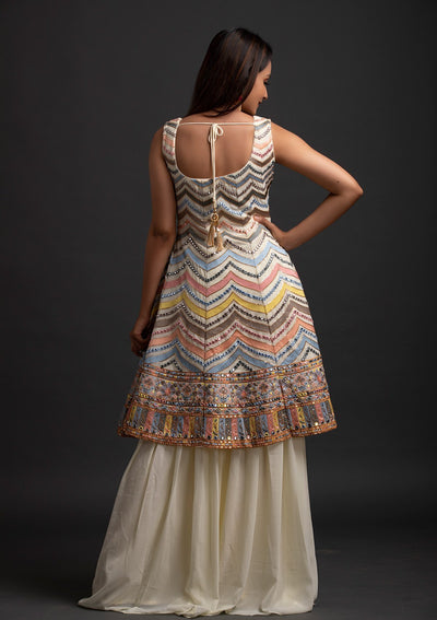 Cream Sequins Georgette Designer Salwar Suit - koskii