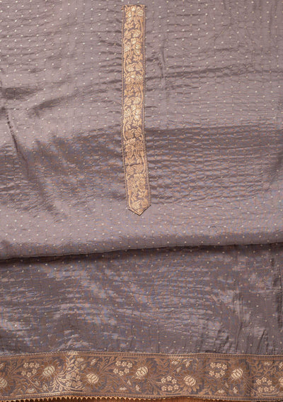 Dark Grey Sequins Semi Crepe Designer Unstitched Salwar Suit - koskii