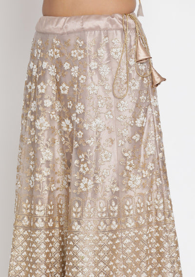 Gold Cutdana Net Designer Semi-Stitched Lehenga - koskii