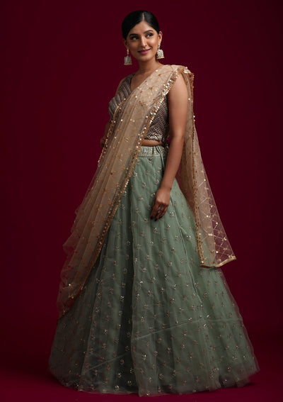 Gold Sequins Net Designer Dupatta - koskii