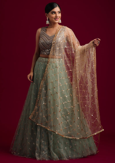 Gold Sequins Net Designer Dupatta - koskii