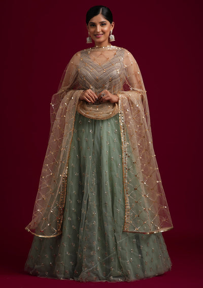 Gold Sequins Net Designer Dupatta - koskii