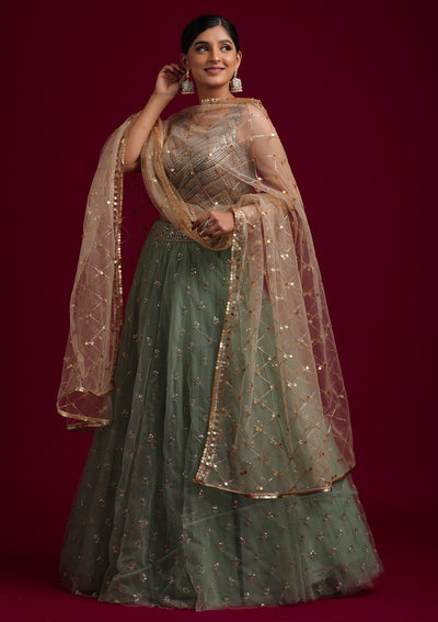 Gold Sequins Net Designer Dupatta - koskii