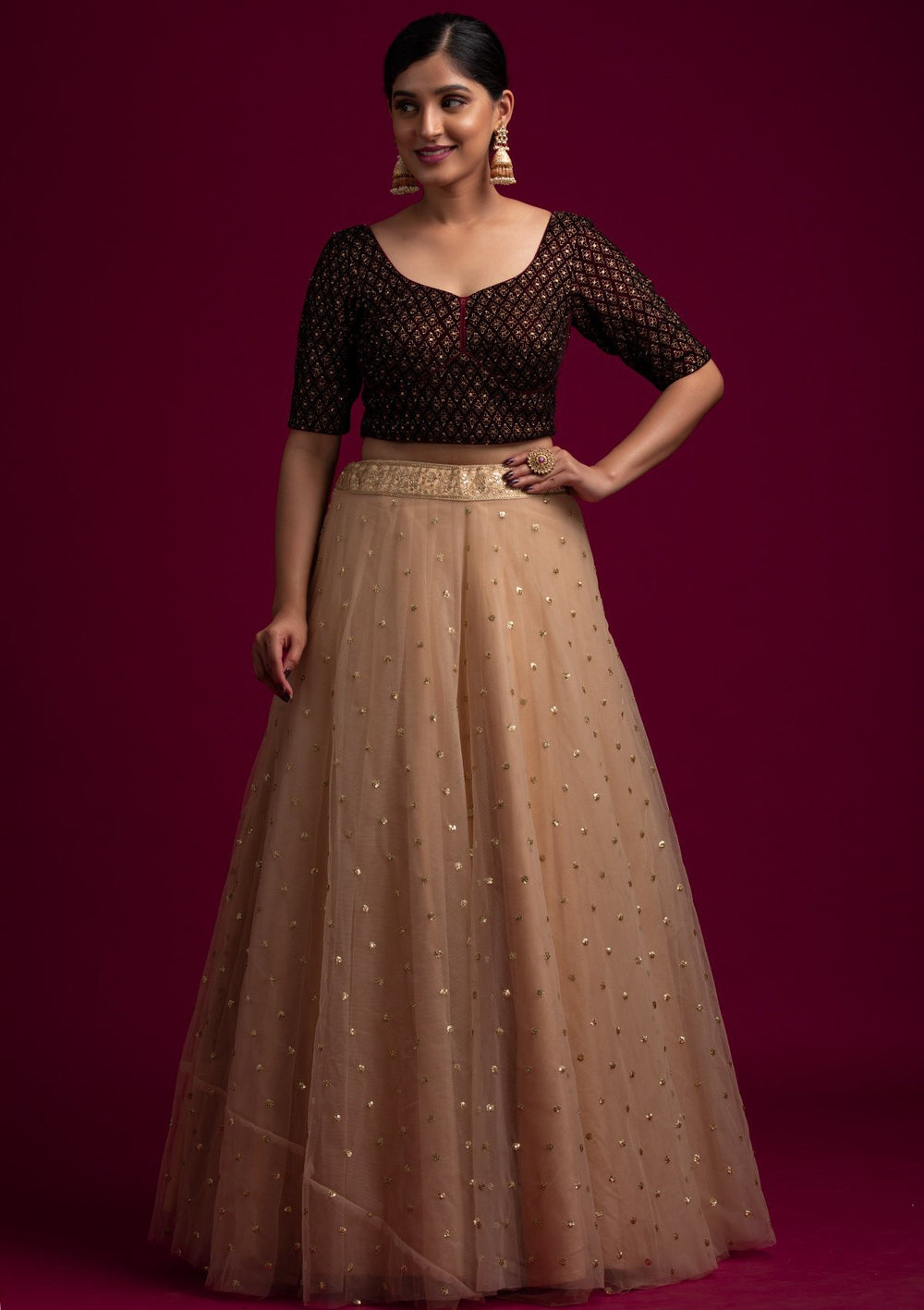 Gold Sequins Net Designer Skirt - koskii