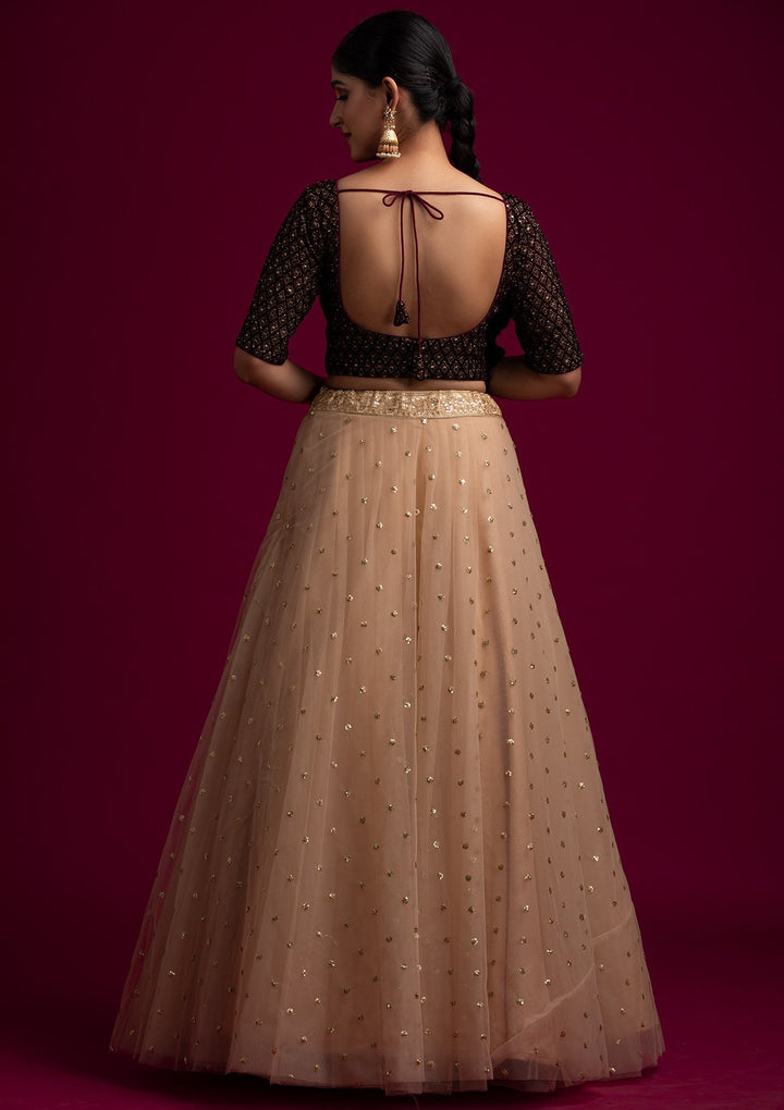 Gold Sequins Net Designer Skirt - koskii