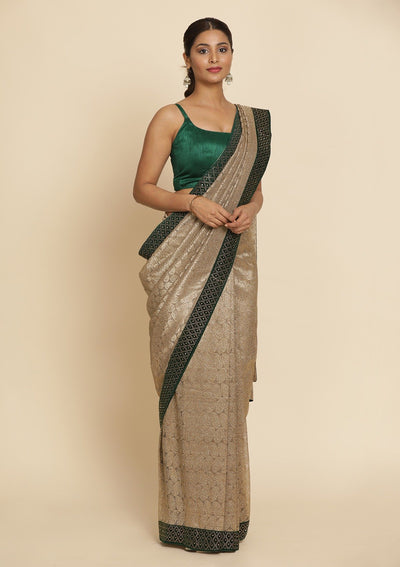 Gold Swarovski Net Designer Saree - koskii