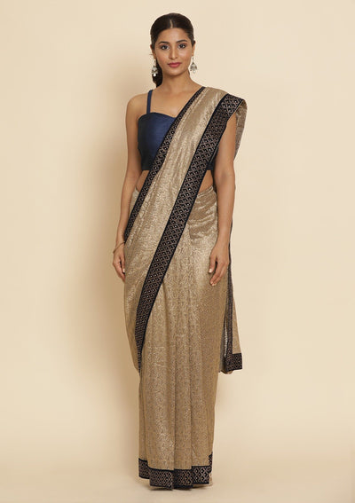 Gold Swarovski Net Designer Saree - koskii