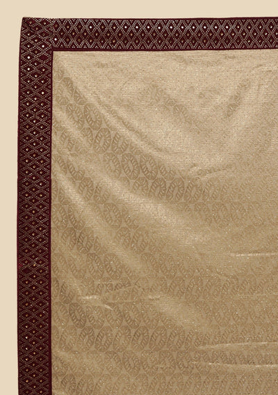 Gold Swarovski Net Designer Saree - koskii