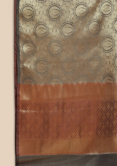 Gold Zariwork Art Silk Designer Saree - koskii