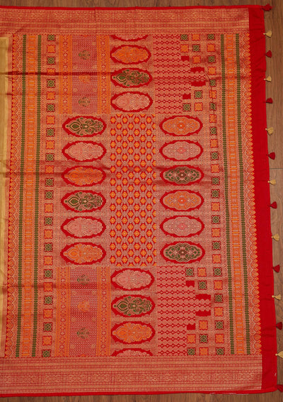 Gold Zariwork Raw Silk Designer Saree - koskii