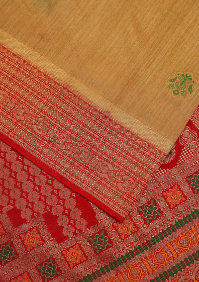 Gold Zariwork Raw Silk Designer Saree - koskii