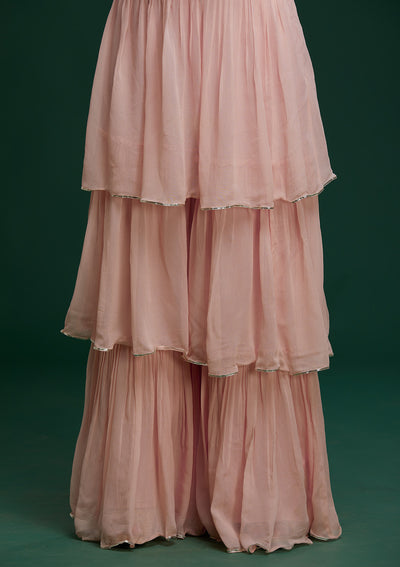 Baby Pink Sequins Georgette Designer Salwar Suit - Koskii
