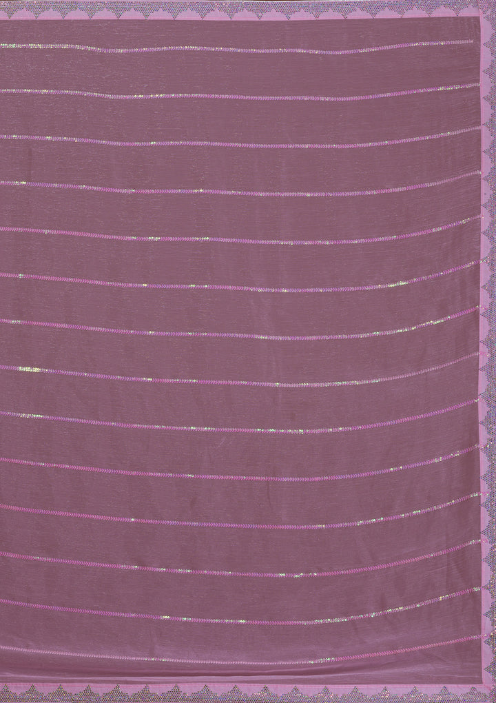 Baby Pink Sequins Shimmer Saree-Koskii