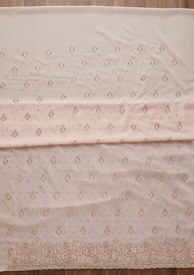 Baby Pink Silver Stonework Georgette Unstitched Salwar Suit-Koskii