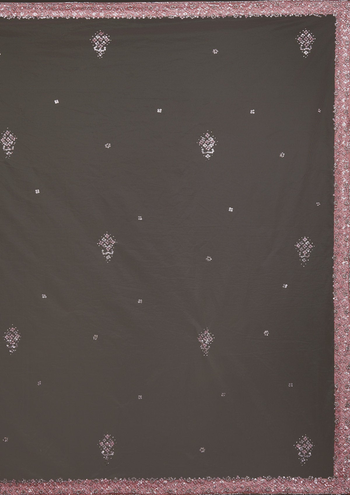 Baby Pink Silver Stonework Net Designer Lehenga - Koskii