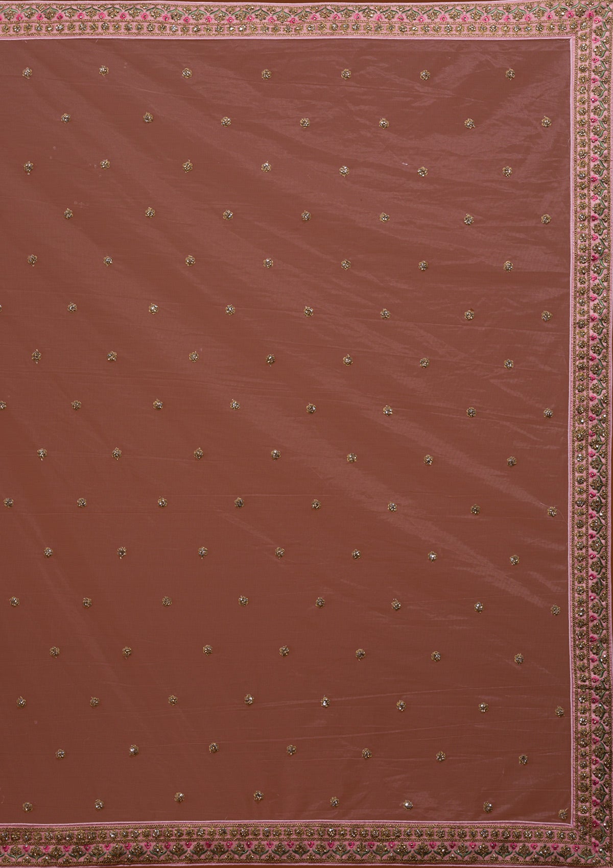 Baby Pink Stonework Raw Silk Designer Lehenga-Koskii