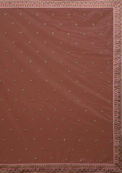 Baby Pink Stonework Raw Silk Designer Lehenga-Koskii