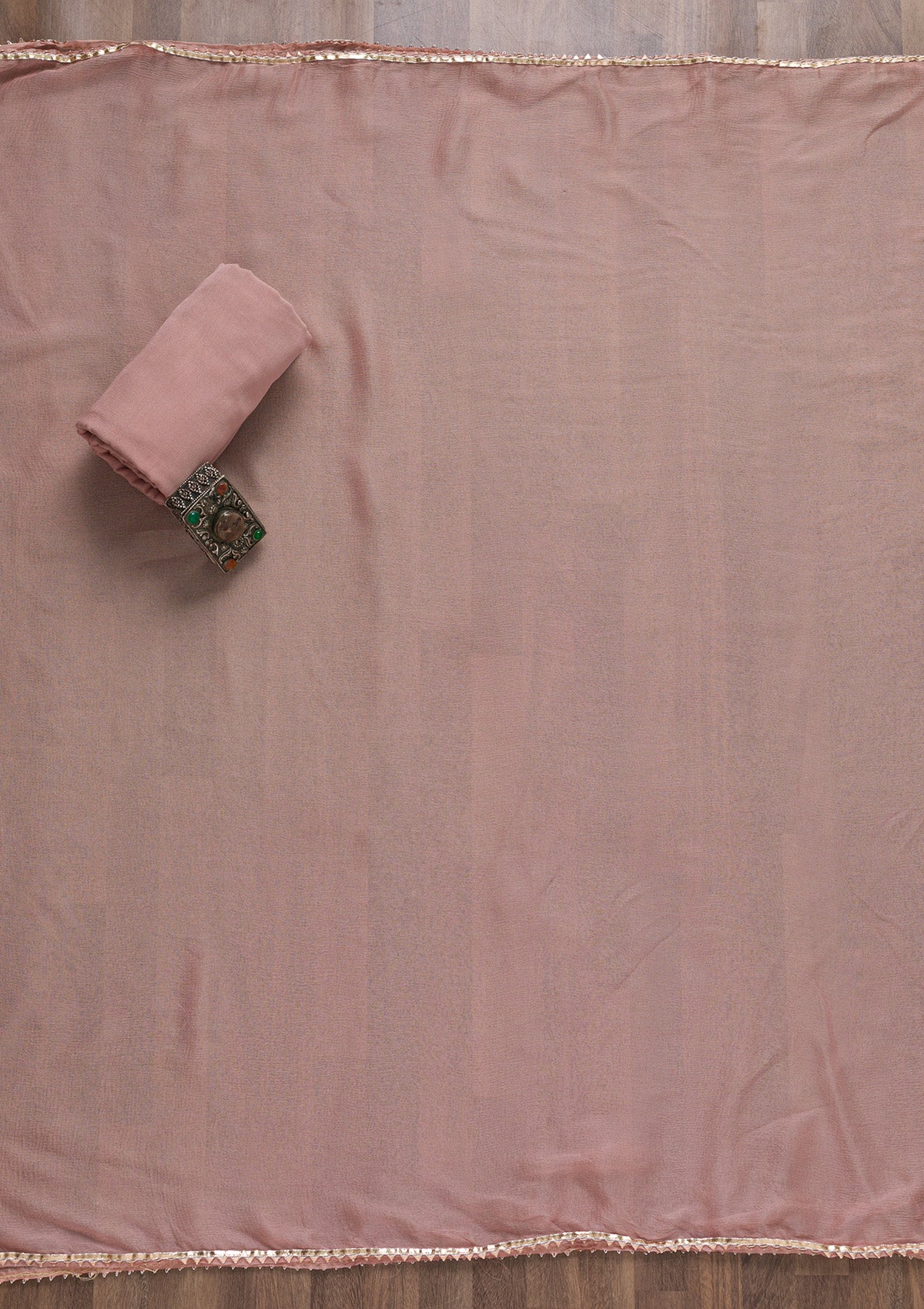 Baby Pink Semi Crepe Stonework Unstitched Salwar Suit-Koskii