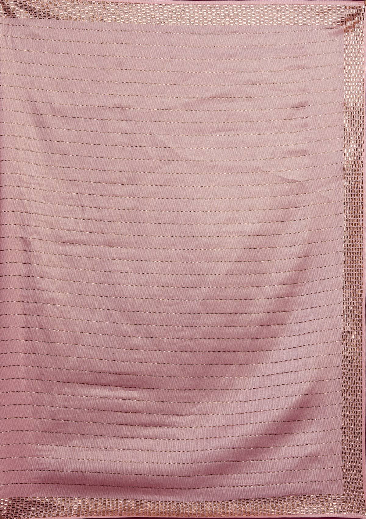Baby Pink Swarovski Shimmer Designer Saree - koskii