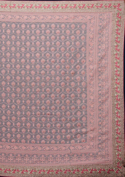 Baby Pink Threadwork Georgette Designer Saree - Koskii