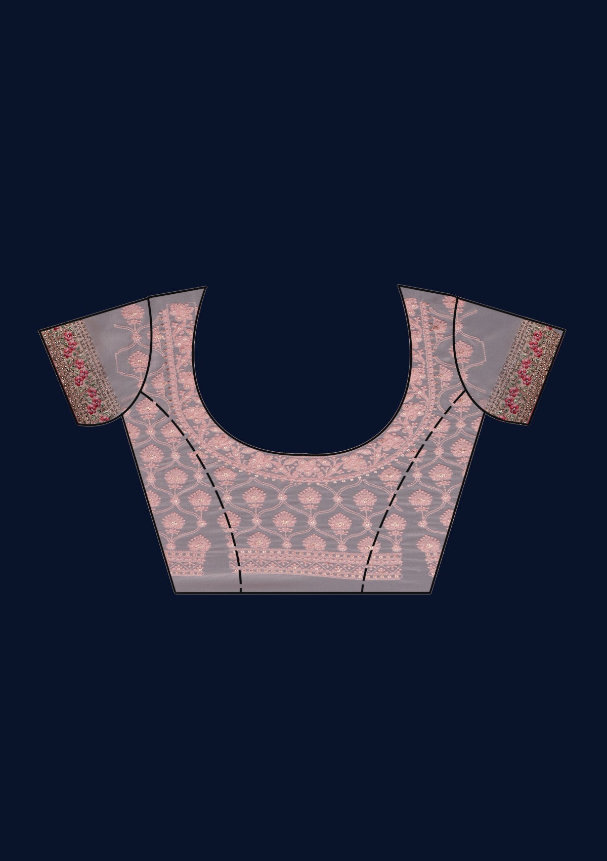 Baby Pink Threadwork Georgette Designer Saree - Koskii