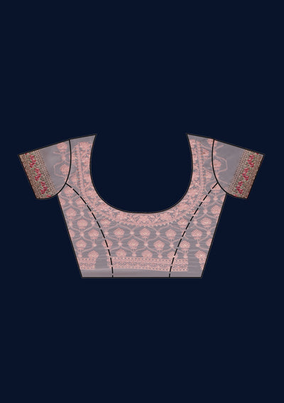 Baby Pink Threadwork Georgette Designer Saree - Koskii