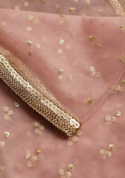 Baby Pink Zariwork Net Readymade Dupatta-Koskii