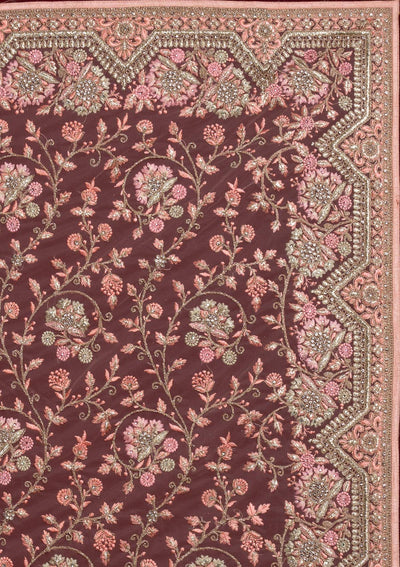 Baby Pink Zariwork Net Designer Saree - koskii