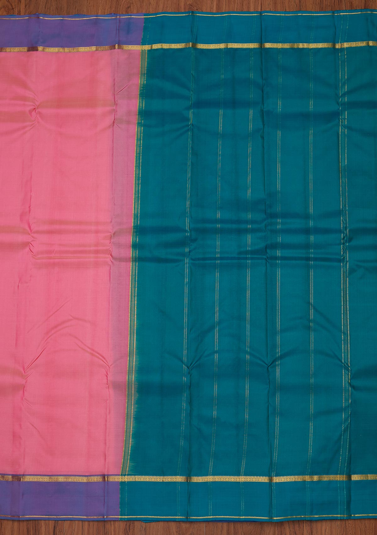 Baby Pink Zariwork Pure Silk Designer Unstitched Saree - Koskii